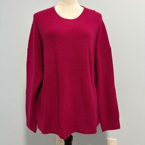 J Crew Women’s Extra Soft Wool Blend Crew Neck Sweater Size XL Hot Pink Pullover